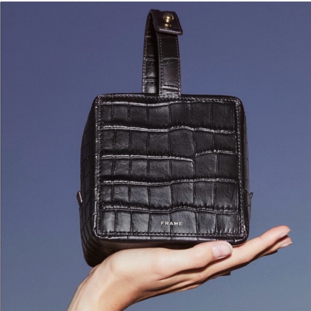 Frame les second cube croc-embossed bag